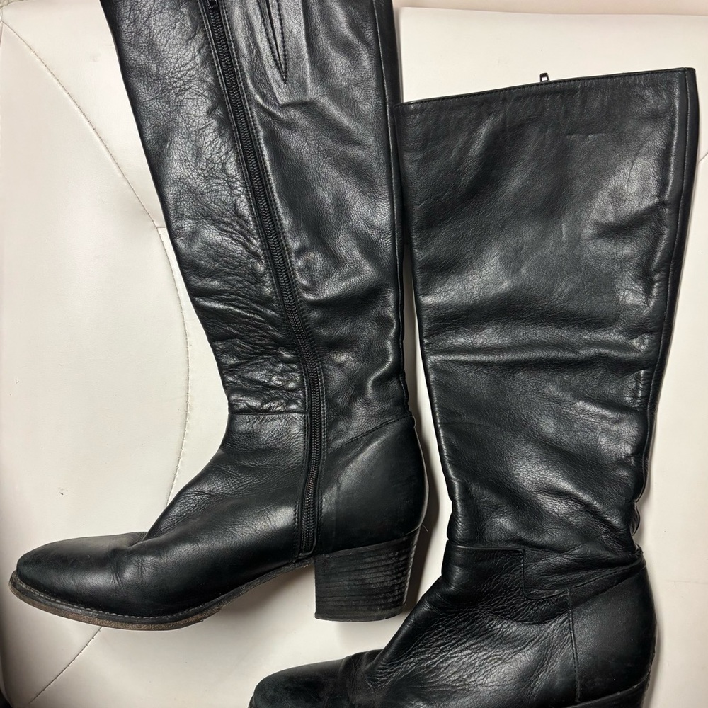 Vero Cuoio Black Over the Knee Boots with Block Heel